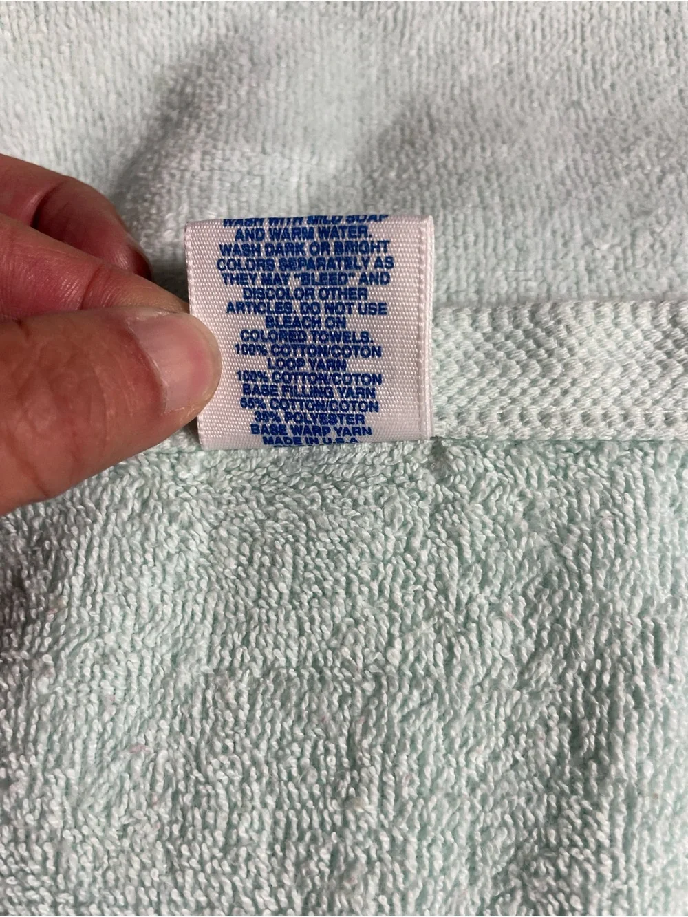 Vintage Light Blue Embroidered Cotton Bath Towels - Set of 2